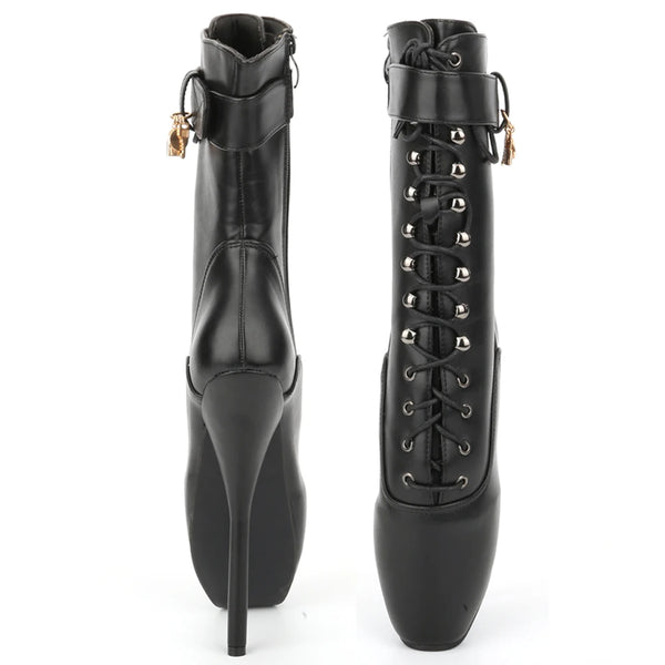 Trendy Goth Ballet Lace up Ankle Boots - TrendsetterbyTracy Boutique