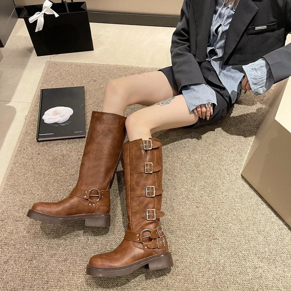 Trendy Knee High Studded Combat Boots - TrendsetterbyTracy Boutique