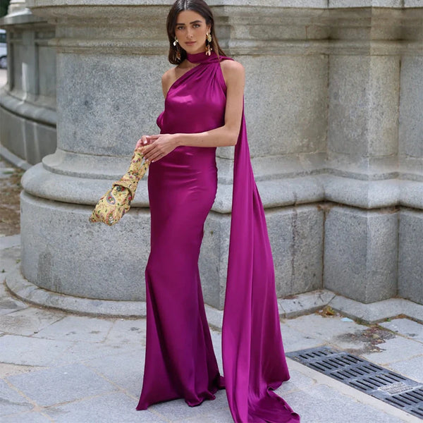 Trendy Halter Flared Long Maxi Inspired Formal Dress