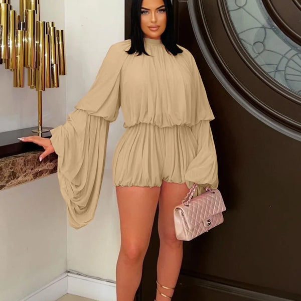 Trendy Draped Ruffled Two Piece Short Set