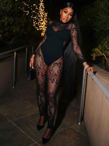 Weird Puss Sexy Hipster Jumpsuit Women Jacquard Coquette Patchwork Skinny Stretch Midnight Club Activity Button Workout Overalls