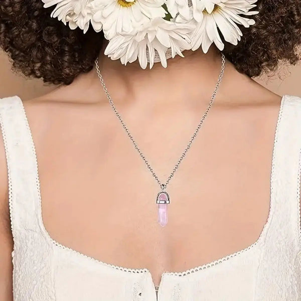Trendy 3pcs Rose Quartz Necklaces Pendants Set