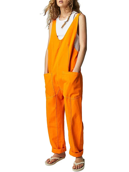 Trendy Oversized Solid Color Overall Jumpsuit
