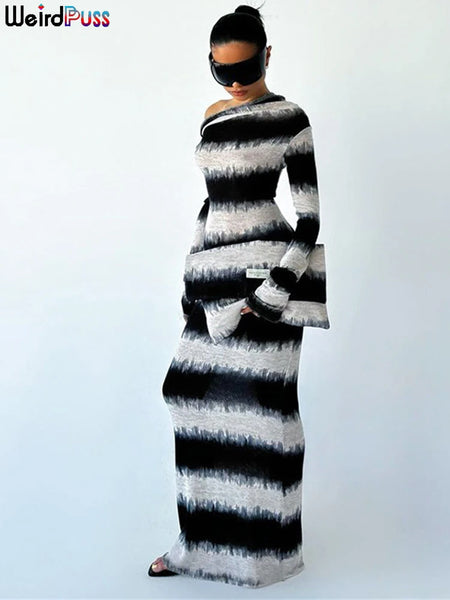 Trendy Striped Patchwork Maxi Dress