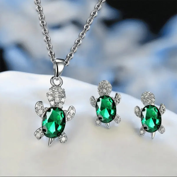 Trendy Free Yourself  3pcs Silver-plated Turtle Shape Diamond