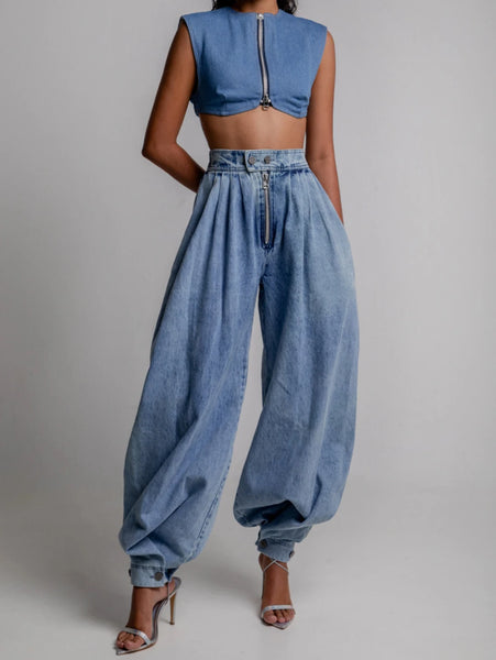 Trendy High Waist Trouser Jeans