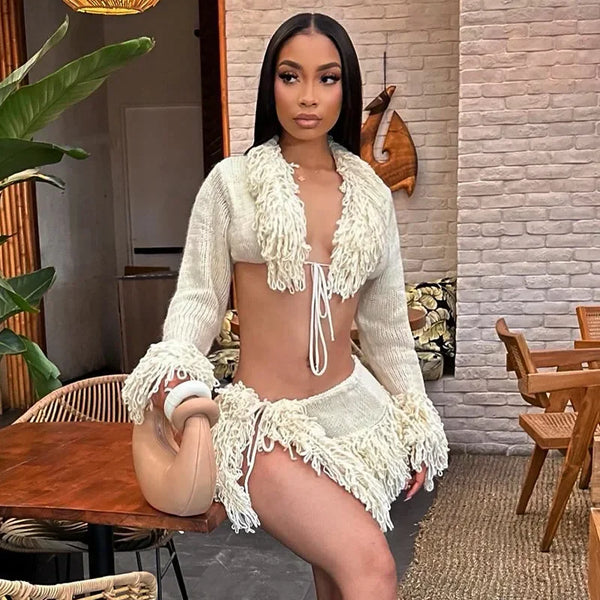 Trendy Yarn All around Crop Top And Bottom