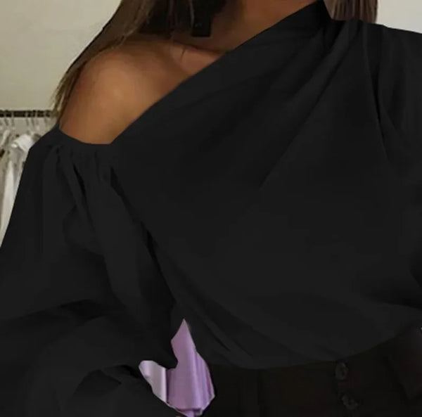 Trendy One Sleeve Halter Loose Blouse