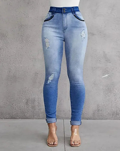 Trendy High Waist Ripped Denim Jeans - TrendsetterbyTracy Boutique