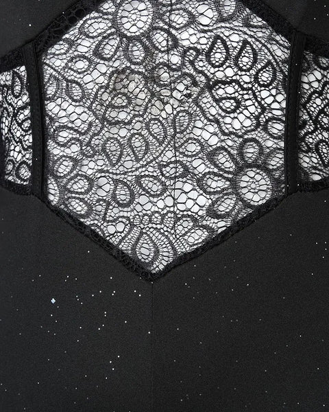 Trendy Glitter Long Sleeve Lace Corset Jumpsuit - TrendsetterbyTracy Boutique