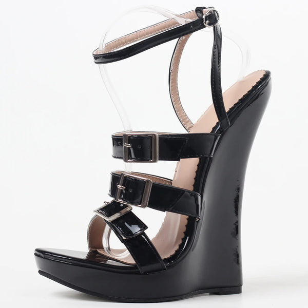 Trendy High Wedge Buckle Strap Heel Sandals