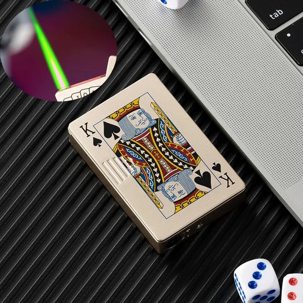 Trendy Stoner Butane Windproof Metal Playing Cards Lighter