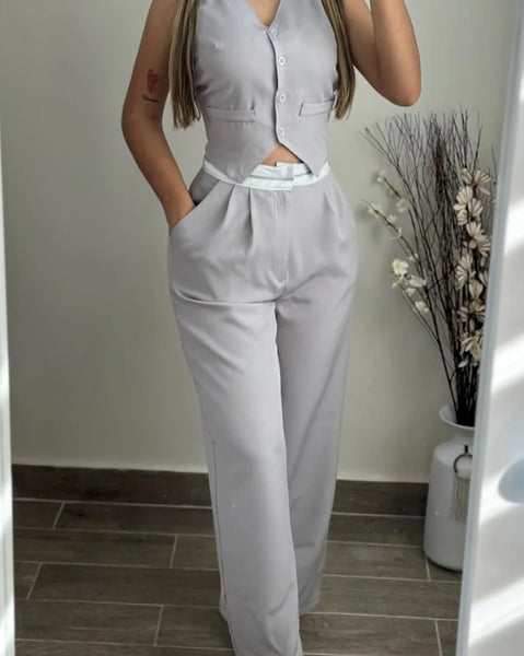 Trendy Vest and Pants Set