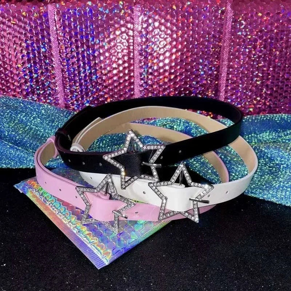 Trendy Star Buckle Leather Embellished Rhinestone Belt - TrendsetterbyTracy Boutique