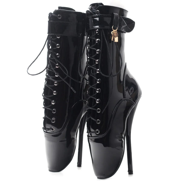 Trendy Goth Ballet Lace up Ankle Boots - TrendsetterbyTracy Boutique
