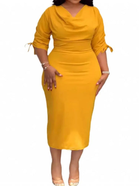 Trendy Rouged Yellow Fitted Dress