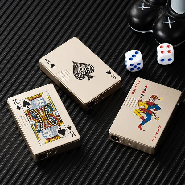Trendy Stoner Butane Windproof Metal Playing Cards Lighter