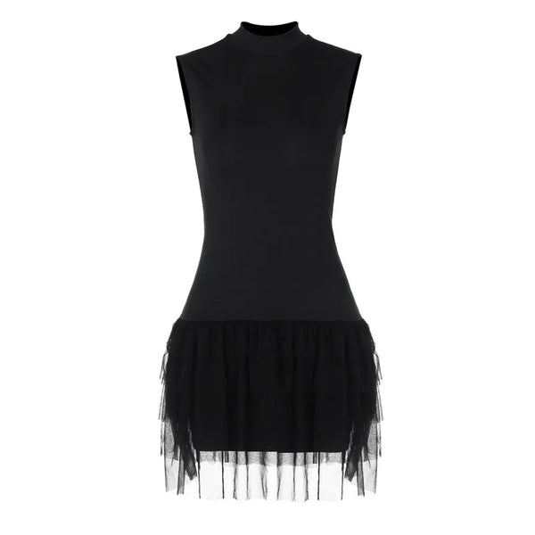 Trendy Black Fringed Sleeveless Party Dress