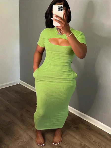 Trendy Hollow Out Short Sleeve Dress