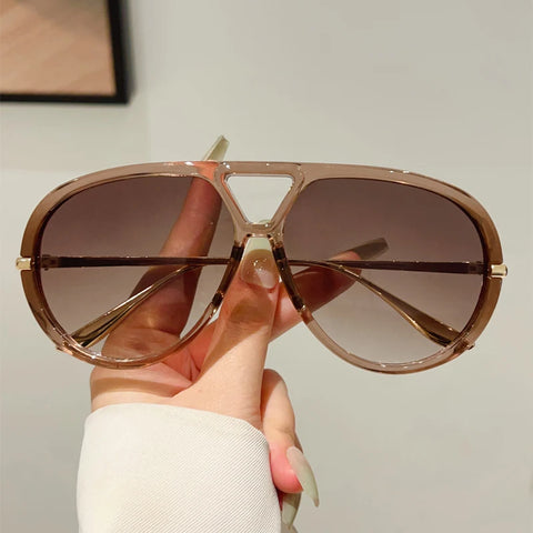 Trendy Retro Oversized Double Bridge Sunglasses