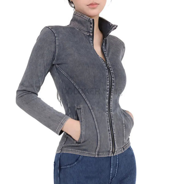 Trendy Stretchy Denim Long Sleeve Jacket - TrendsetterbyTracy Boutique