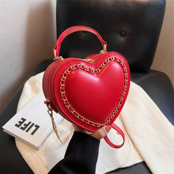 Trendy Fashion Leather Heart Shape Crossbody Bags