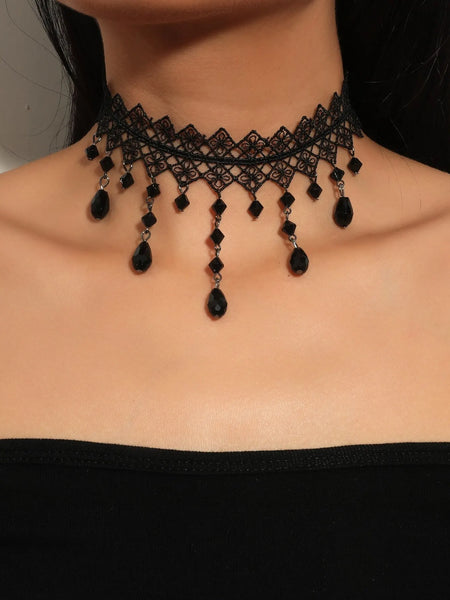 Trendy Lace Black Goddess Choker Necklace