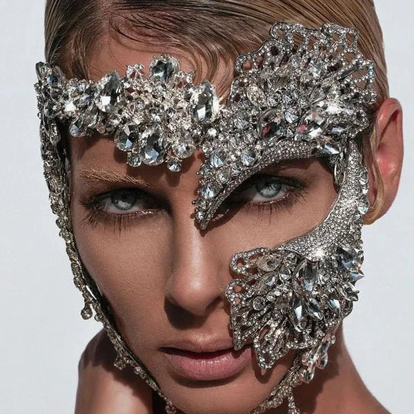 Trendy Cubic Zirconia Masquerade Face Mask - TrendsetterbyTracy Boutique