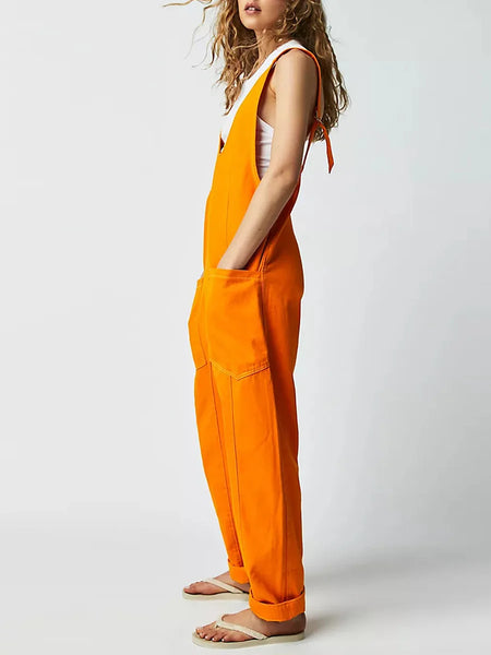 Trendy Oversized Solid Color Overall Jumpsuit