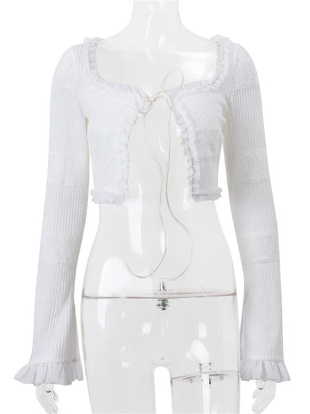 Trendy Crop Top And Bottom Long Sleeve Set