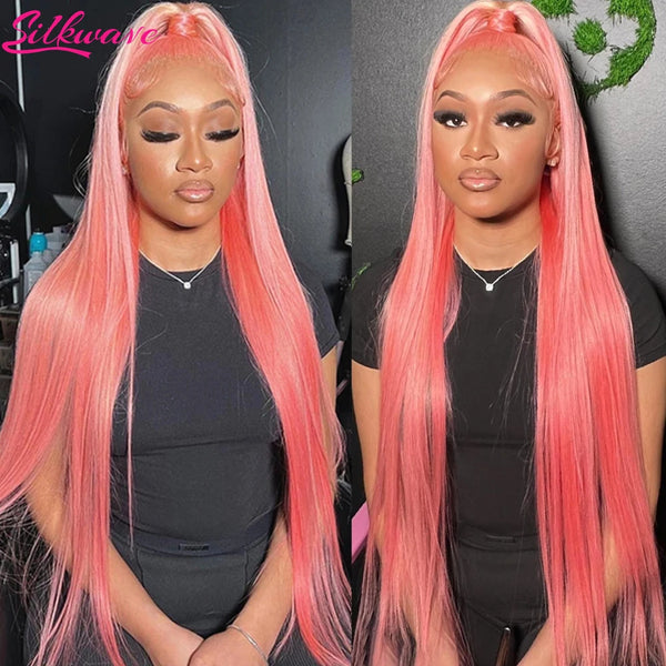 Trendy 13x6 Pink Brazilian Hair  Bone Straight Lace Frontal Wig - TrendsetterbyTracy Boutique