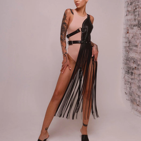Trendy Body Harness Leather Belt Skirt - TrendsetterbyTracy Boutique