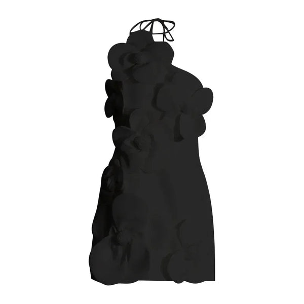 Trendy Floral Halter Mini Party Dress