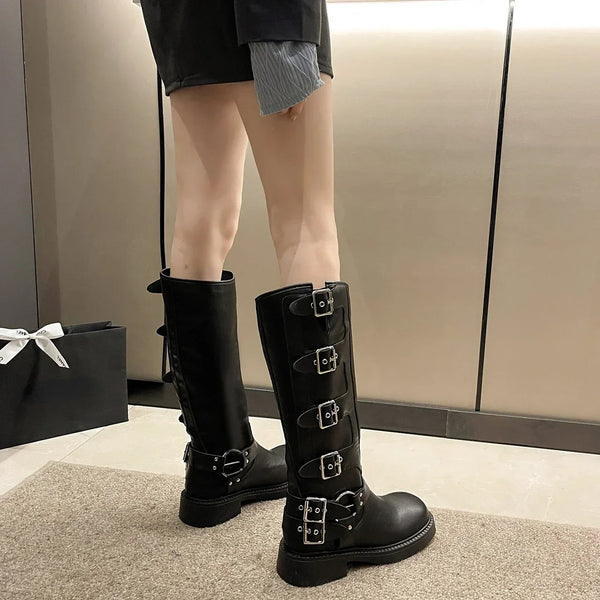 Trendy Knee High Studded Combat Boots - TrendsetterbyTracy Boutique