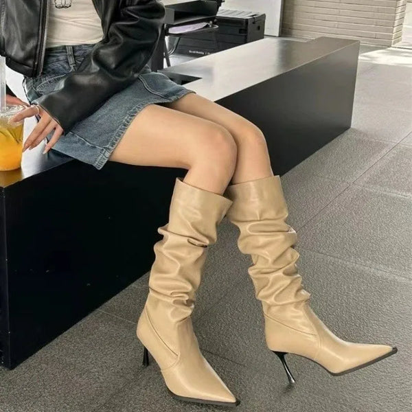 Trendy Knee High Pointed Toe Boots - TrendsetterbyTracy Boutique