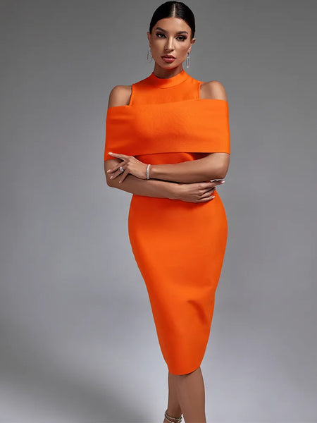 Trendy Off The Shoulder Orange Formal Dress - TrendsetterbyTracy Boutique