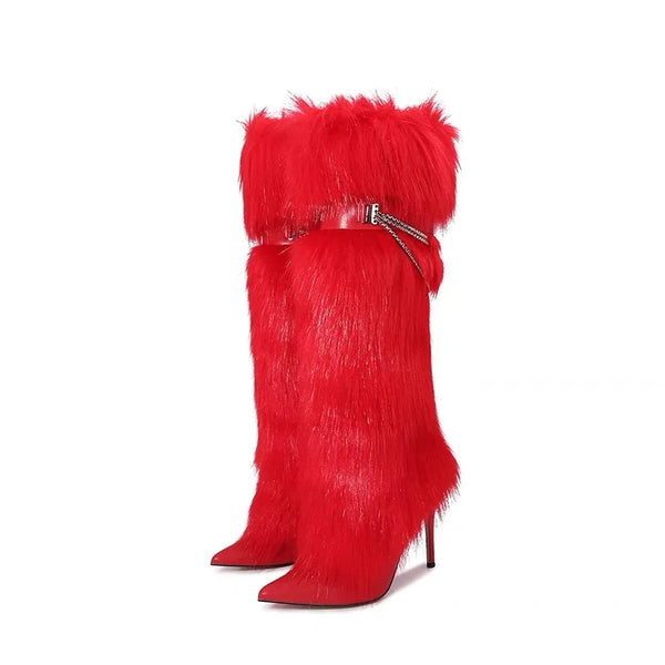 Trendy High Fur Knee Length Sleeve Boots - TrendsetterbyTracy Boutique