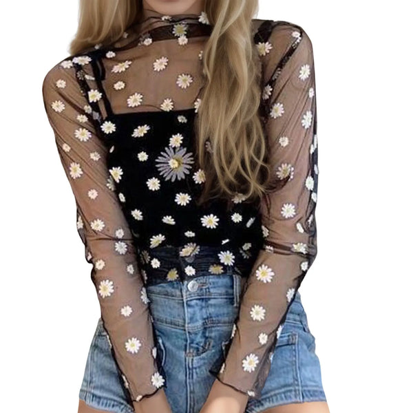 Trendy Sheer Mesh Spaghetti Strap Tank Top