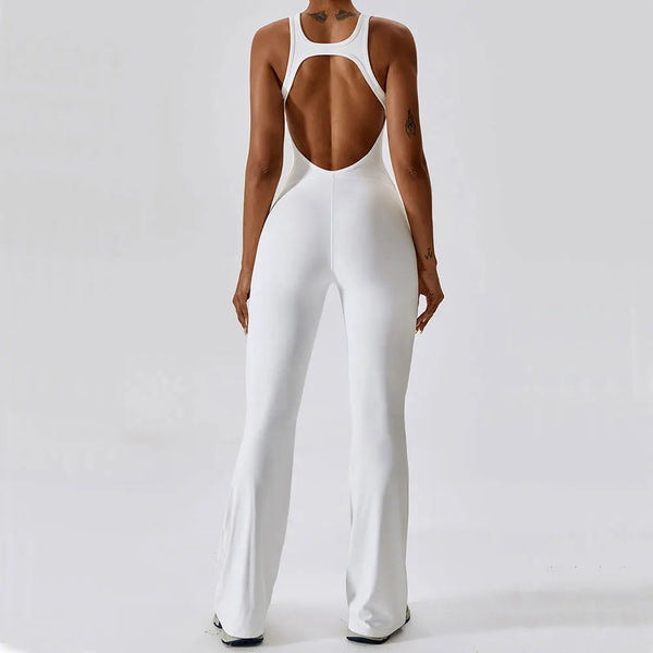 Trendy Solid Yoga Spandex Jumpsuit