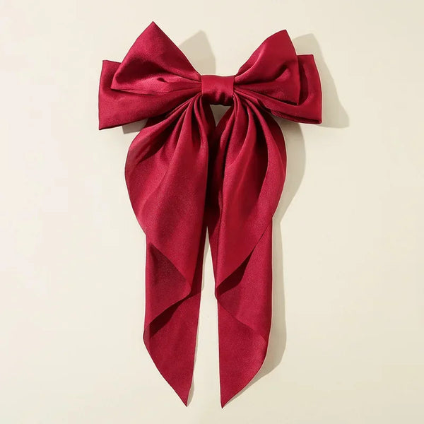 Trendy Bowknot Solid Color Satin Ribbon Hair Clip