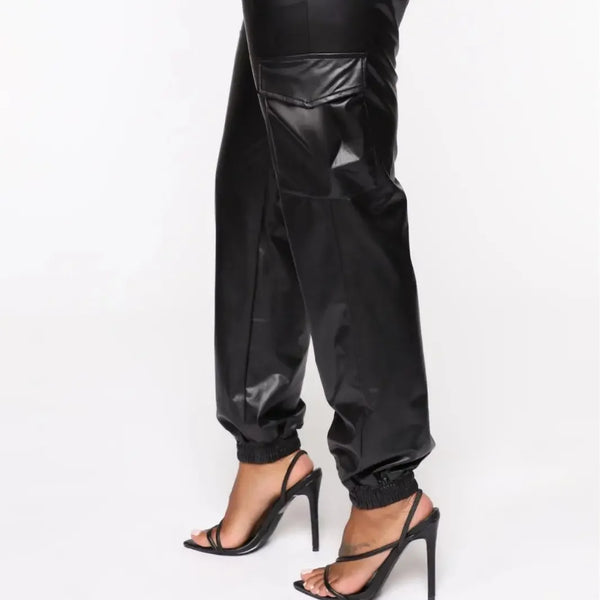 Trendy Casual Faux Leather Loose Jeggings