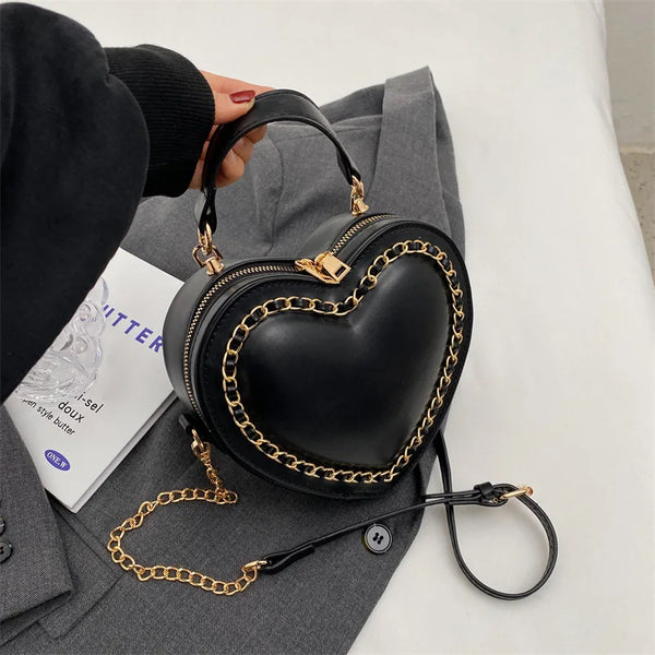Trendy Fashion Leather Heart Shape Crossbody Bags