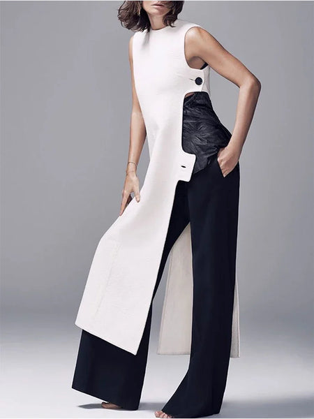 Trendy Sleeveless Slit Maxi Cami Blouse