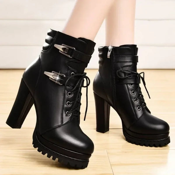 Trendy High Heel Ankle Retro Punk Boots - TrendsetterbyTracy Boutique