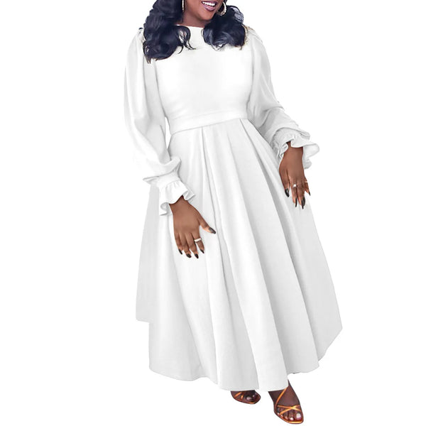 Trendy Plus Size Long Sleeve Pleated Maxi Dress
