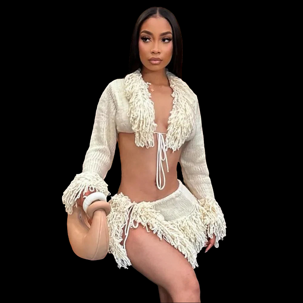 Trendy Yarn All around Crop Top And Bottom