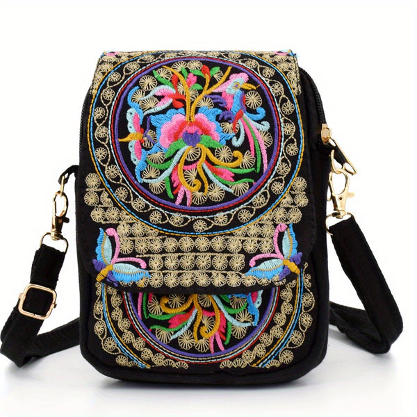 Trendy Embroidered Messenger Handbag