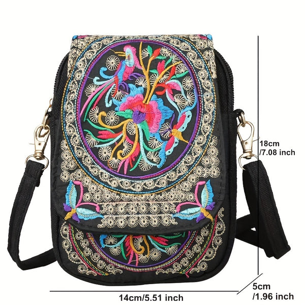 Trendy Embroidered Messenger Handbag