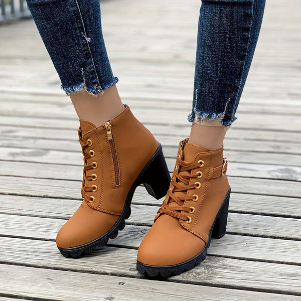 Trendy Faux Suede Chunky Boot Heels