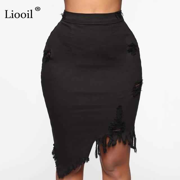 Trendy Asymmetric Denim High Waist Skirt